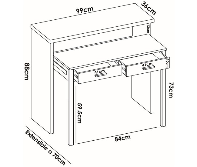 Mesa com efeito de madeira Branco