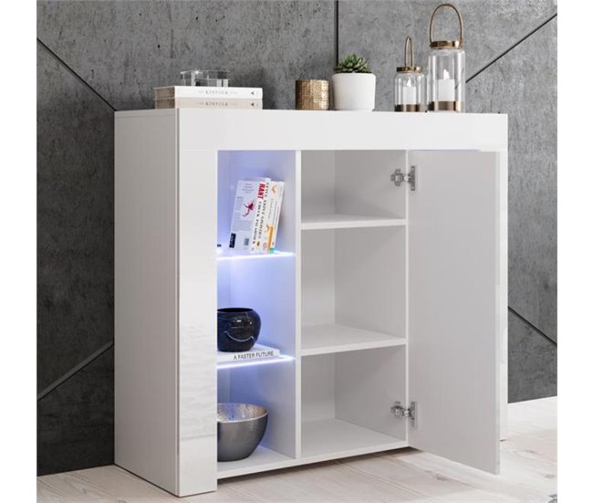 Aparador Sala de estar e jantar 1 porta LED Lilian Branco