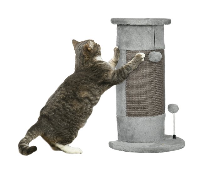 Arranhador para Gatos Aglomerado, Peluche e Sisal PawHut Cinza