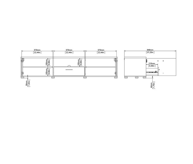 Móvel de Televisão MOKARIS 177 cm Branco