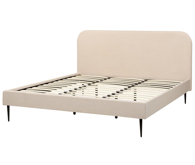 Beliani Cama com estrado Bouclé FLAYAT 193x215 Bege