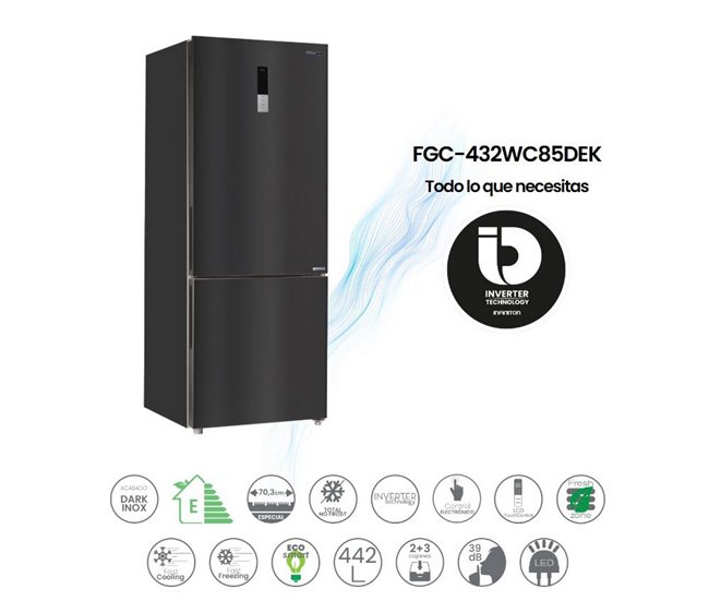 INFINITON Frigorifico Combi FGC-432WC85DEK Preto / Cinza