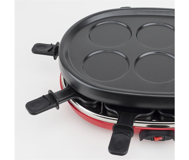 Grelhador Raclette 8 pessoas 4 em 1 Rp412 H.koenig Preto/ Vermelho