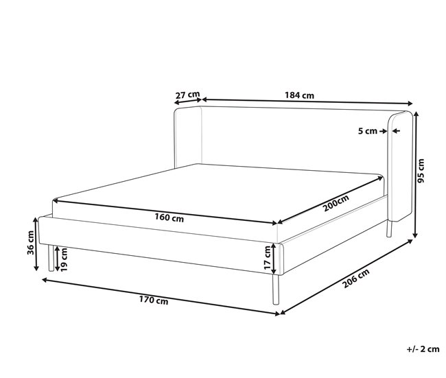 Beliani Cama com estrado Veludo ARETTE 184x206 Bege