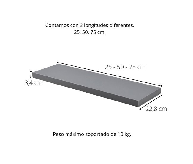  Acomoda Textil - Prateleira de parede 50 Cinza
