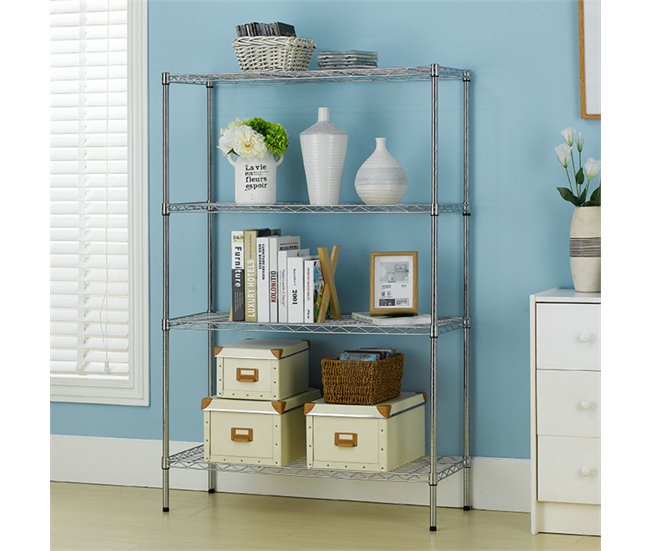 Estante metálica com 4 prateleiras ajustáveis ​​Thinia Home Prata