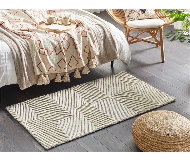 Beliani Entrelaçado GOKSUN 80x150 Branco/ Bege