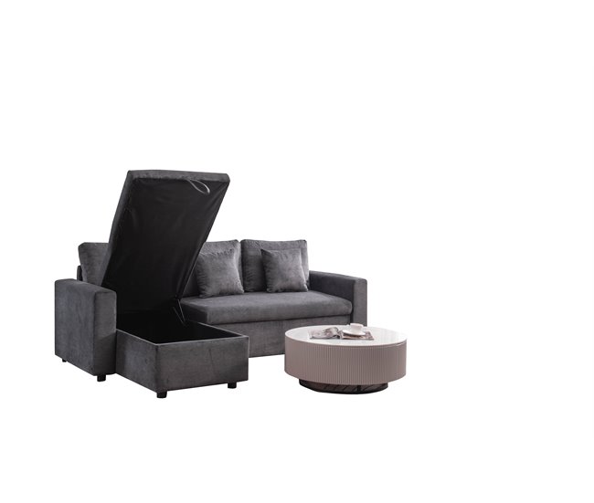 Chaise longue DRAKO reversível cor cinza escuro Cinza Escuro
