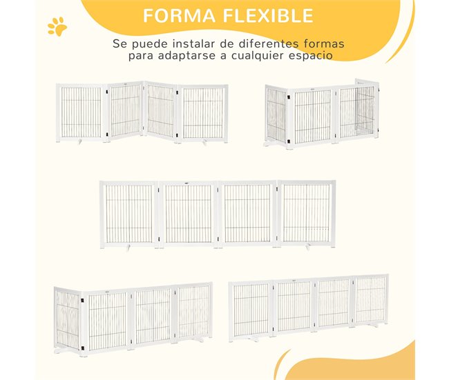 Barreira de Segurança para Cães Madeira de Pinho e Aço PawHut Branco