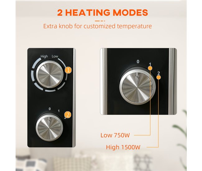 Aquecedor Elétrico HOMCOM 820-295V90WT Branco