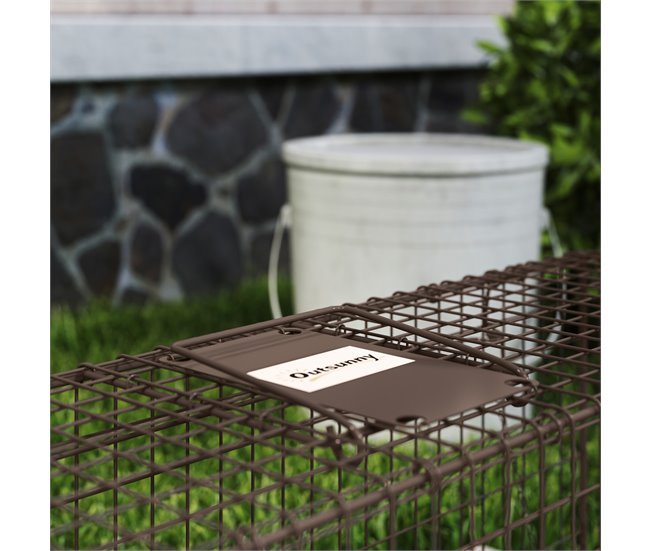 Armadilha para Animais Vivos Aço Outsunny Castanho