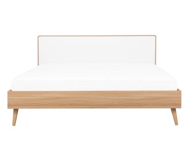 Beliani Cama com LED MDF SERRIS 148x215 Castanho