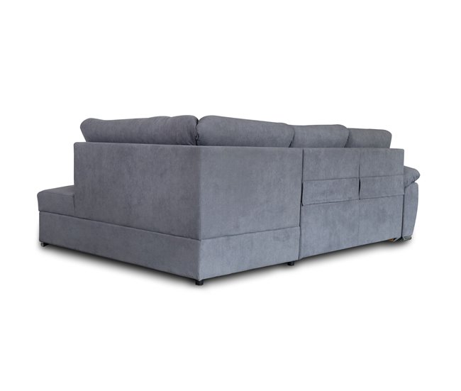 Sofá de canto KENDAL com cama e arca Cinza
