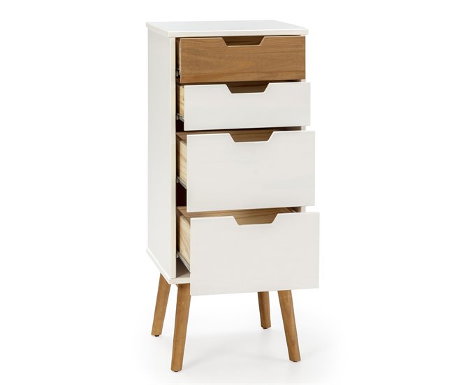  Armário de cabeceira Baku 4 gavetas branco/cera 40 Branco Veta