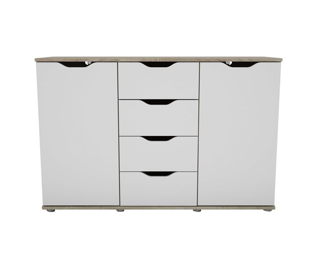 Aparador para sala de estar com 4 gavetas em carvalho Parc Sonoma Multicor