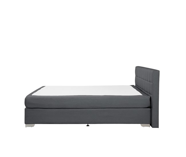 Beliani Cama continental Poliéster ADMIRAL 170x210 Cinza Escuro