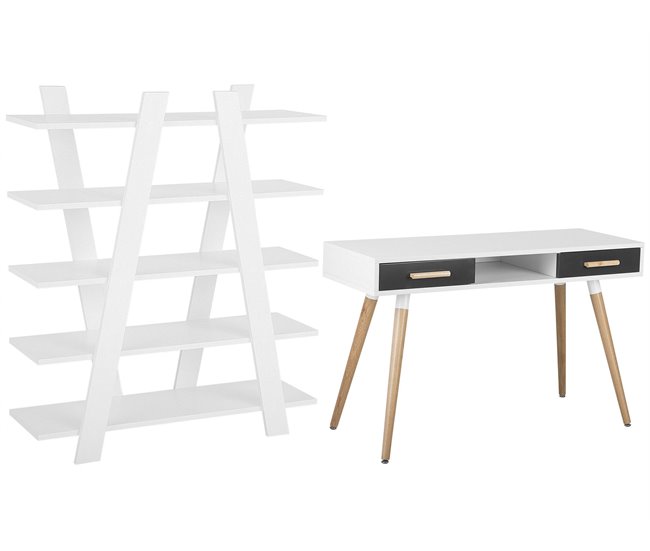 Beliani Conjunto de escritório ESCALANTE/FRISCO 120x50 Cinza Escuro