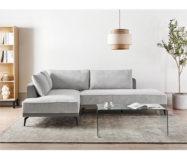 Beliani sofá modular Poliéster MYKEN Cinza Claro