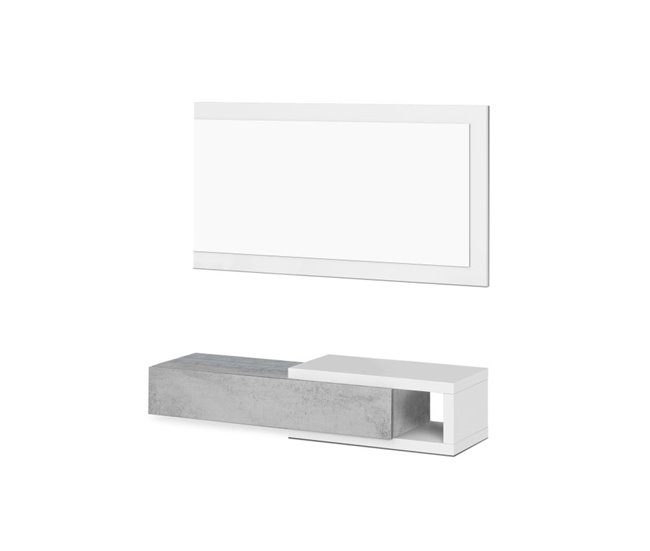 Armário de corredor Derek com espelho 95 Branco/cinza