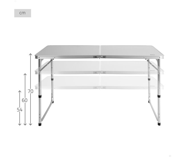 Aktive Mesa de acampamento dobrável, regulável em altura Cinza