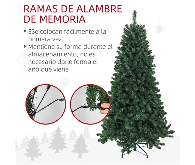 Árvore de Natal PVC, Aço HOMCOM, casa - natal Verde