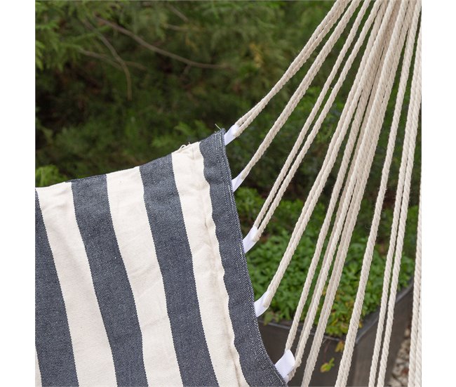 Aktive Cadeira suspensa listrada com suporte de madeira Branco/ Azul