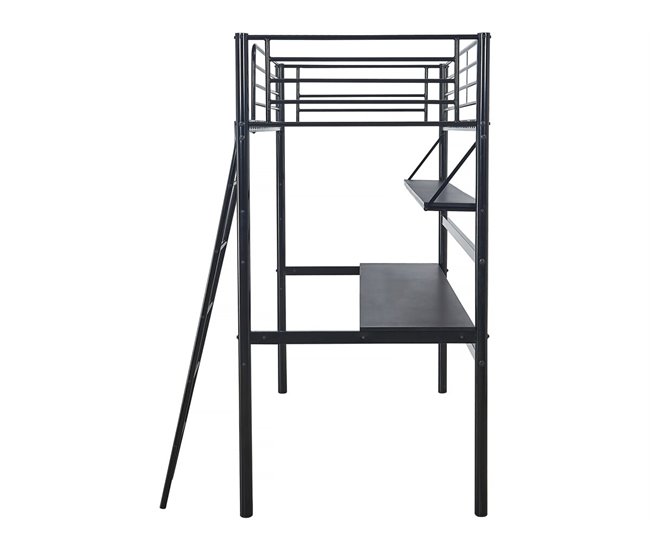 Cama alta com secretária 190x90 Preto