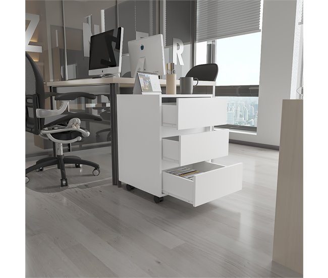 Armário de arquivo em melamina Artemide, com gavetas em calha metálica, 65.98 cm X 46.38 cm X 45.28 cm, branco Branco
