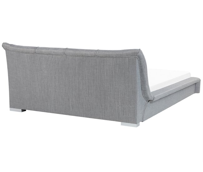 Beliani Cama com estrado Pele NANTES 208x237 Cinza Claro