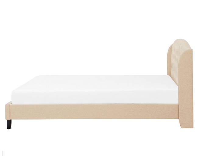 Beliani Cama com estrado Poliéster BORDEAUX 169x221 Bege