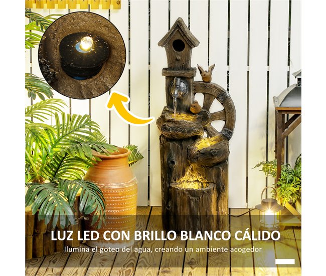 Fonte de Jardim Resina Outsunny Multicor