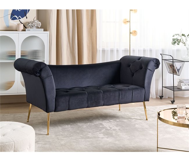 Beliani Chaise longue Veludo NANTILLY Preto