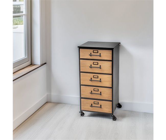 WELL HOME - Gaveta para arquivos com decoração retrô Preto