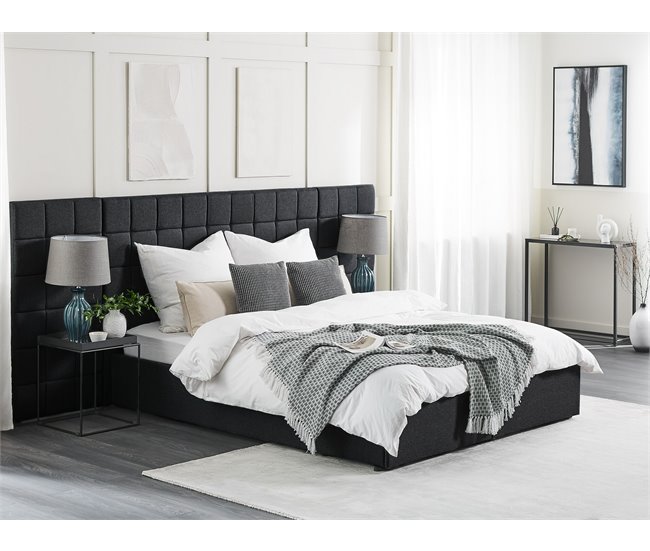 Beliani Cama com estrado Poliéster MILLAU 300x214 Cinza Escuro