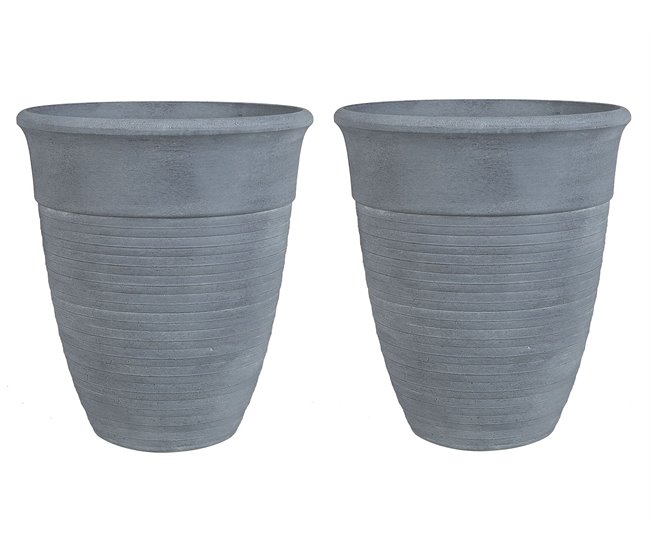 Beliani Conjunto de 2 vasos para plantas KATALIMA Cinza