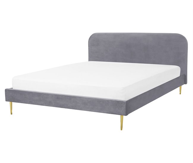 Beliani Cama com estrado Veludo FLAYAT 173x215 Amarelo