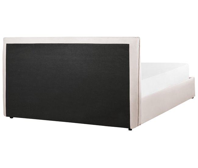 Beliani Cama com armazenamento Veludo LAVAUR 183x210 Branco/ Bege