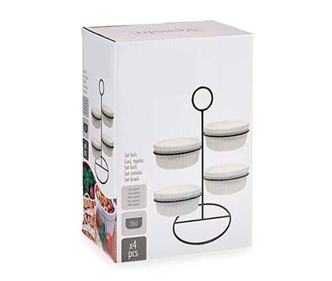 Conjunto de 4 taças redondas + prateleira me coleção VESSIA Branco
