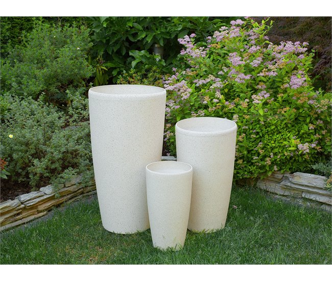 Beliani Conjunto de 2 vasos para plantas ABDERA Bege