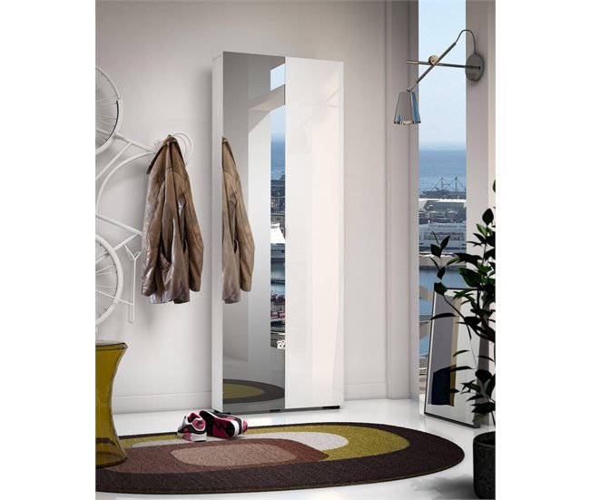 Armário multiuso com 2 portas com efeito madeira 73 Branco