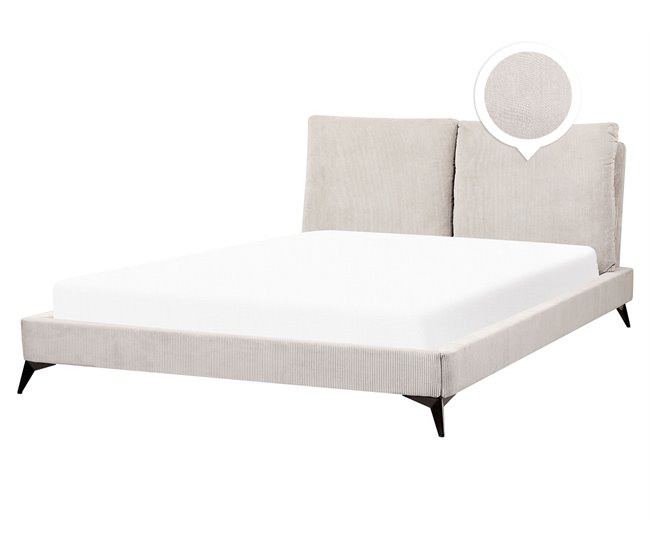 Beliani Cama com estrado Bombazine MELLE 175x240 Bege