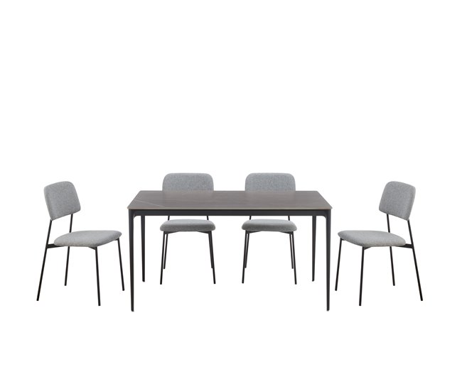 Conjunto de jantar com 1 mesa e 4 cadeiras STONE cinza Cinza