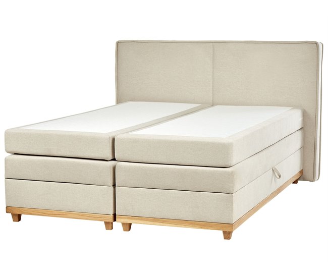 Beliani Cama continental con almacenaje Poliéster DYNASTY 200x217 Bege