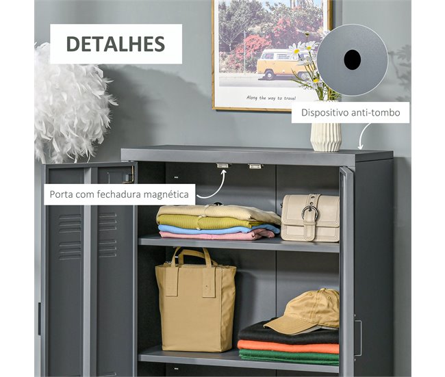 Armário de Metal Metal HOMCOM Cinza