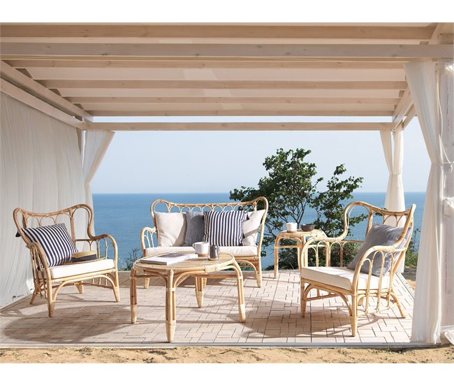 Beliani Conjunto lounge Rattan/vime BRINDISI Creme