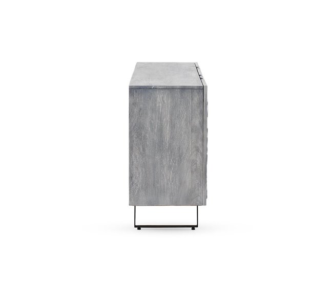 Aparador de 3 portas em madeira maciça de manga Cinza Claro