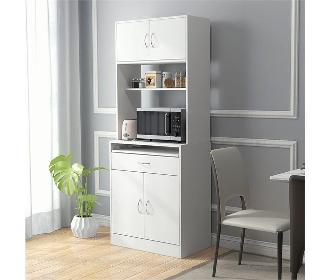 Armário de Cozinha Melamina de Madeira HOMCOM, casa - cozinha 70 Branco