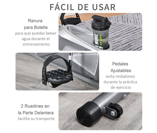 Bicicleta ergométrica Aço, ABS HOMCOM Cinza
