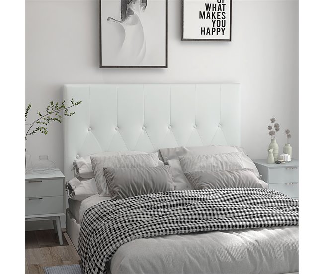 Cabeceira para Cama MDF, Linho e Espuma HOMCOM, casa - quarto Branco