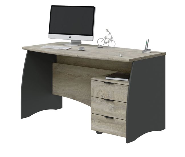 Secretária Stil Buc 3 gavetas 136x67 Cinza Escuro